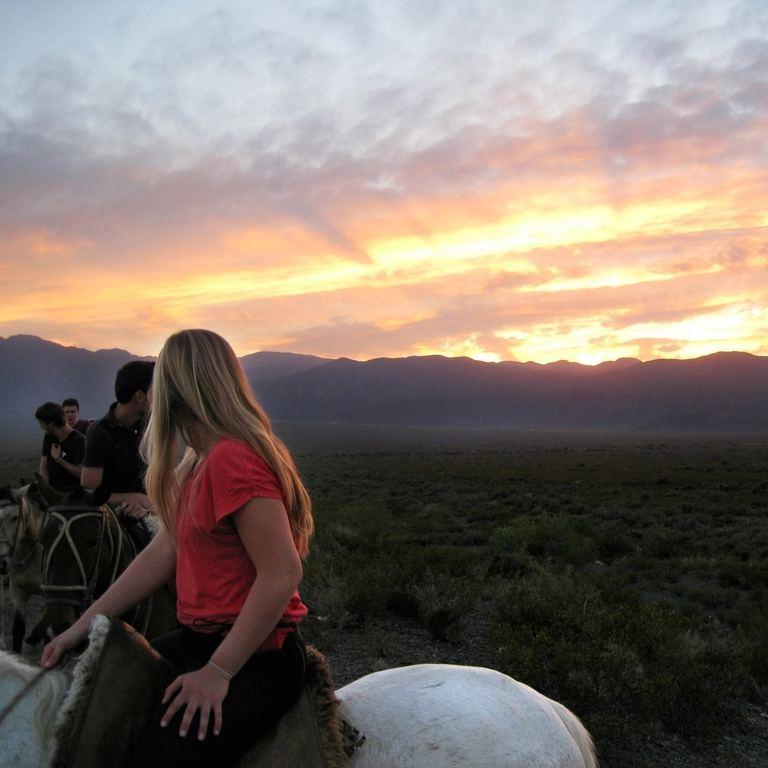 Student in front of sunset in Argentina